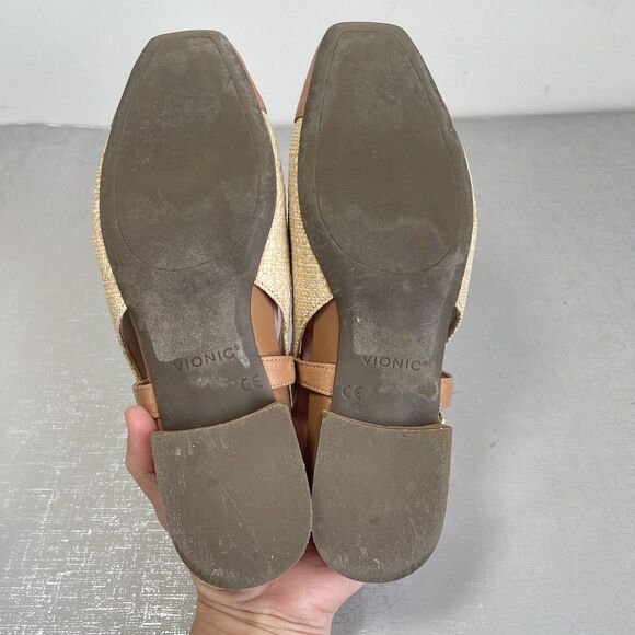Vionic Petaluma Slingback Flats Raffia Leather Cap Toe Arch Support Shoes 7.5 M - Picture 11 of 14